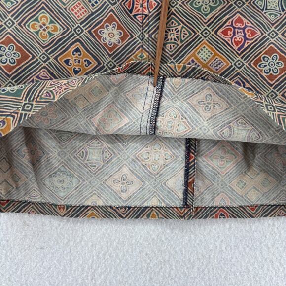 BANANA REPUBLIC Skirt 12 Safari Pencil Geometric Front Zip Boho Cotton Beige Vtg - Picture 7 of 13